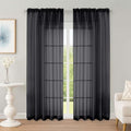 Sheer Curtains 84 Inches Long 2 Panels Set (Black / 59"W x 84"L (Pack of 2))