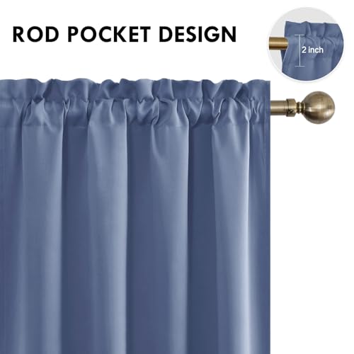 Short Blackout Curtains 52 x 36 Inch for Kitchen RV Bunk Dusty Blue (Dusty Blue / 52"W x 36"L (Pack of 2))