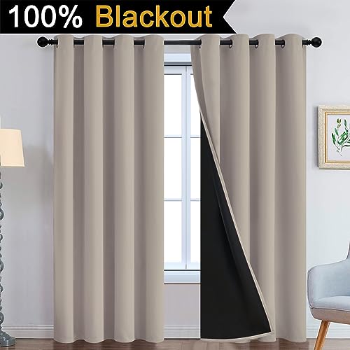 Natural Blackout Curtains 84 Inches Long for Bedroom 52" Wide 2 PCS (52"W x 84"L (Pack of 2) / Natural)