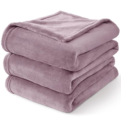 Fleece Blanket Soft Plush Twin Size Blanket Dusky Violet 60"x80" (Dusky Violet / Twin(60"x80"))