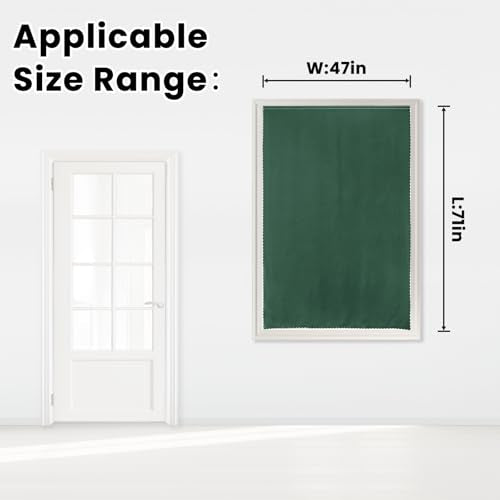 Blackout Curtains for Bedroom Stick On Curtains Window Shades Pull Down Blackout Window Cover No Drillng Self Adhesive Curtains No Rod Small Curtain (47"W x 71"L (Pack of 1) / Dark Green)