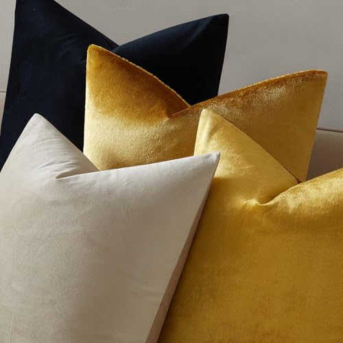 16x16 Velvet Throw Pillow Covers Set of 2 for Couch Sofa Bed (Golden / 16" x 16" (Pack of 2))