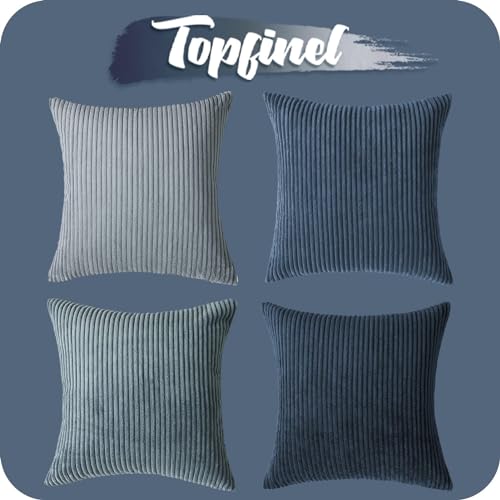 Decorative Throw Pillow Covers Dusty Blue Navy Series 18x18 Inch Set of 4 (Blue / 18" x 18" (Pack of 4))