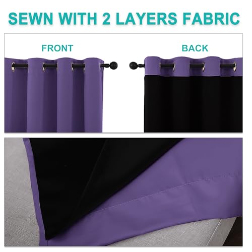 100% Blackout Blinds (Lilac Purple / 52"W x 120"L (Pack of 2))
