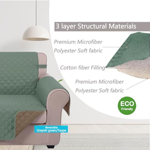 Large Sofa Cover Reversible Couch Cover (Greyish Green/Taupe / 78"sofa Xl - Xl Large)