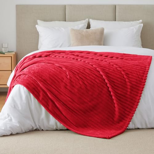 Ribbed Twin Blanket for Couch & Bed (Red / Twin(60"x80"))