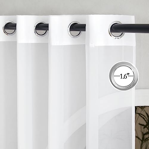 White Sheer 102 Inch Curtains for Living Room (White / 54"W x 102"L (Pack of 2))