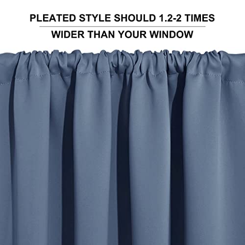 Blackout Curtains for Bedroom Living Room Nursery 72 inches Long (Stone Blue / 42"W x 72"L (Pack of 2))