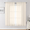 Cream Sheer Curtains 63 Inch Long 2 Panels (Cream / 59"W x 63"L (Pack of 2))