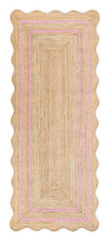 Wave Scalloped Natural Jute Runner (Light Pink / 2'6"x16' (Runner))