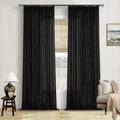 Black Pinch Pleated Linen Semi Sheer 96 Inch Curtains 2 Panels (Black / 40"W x 96"L (Pack of 2))