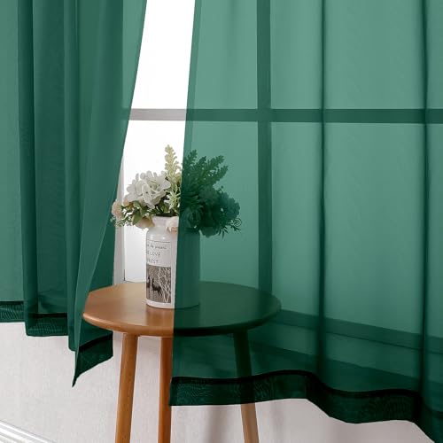 Hunter Green Sheer Curtains 90 Inches Long 2 Panels (Hunter Green / 42"W x 90"L (Pack of 2))