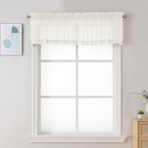 Sheer Ivory Valances for Windows 2 Pack (Ivory / 42"W x 18"L (Pack of 2))