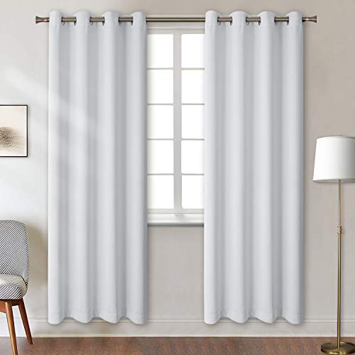 Room Darkening Curtains for Bedroom (Greyish White / 46"W x 84"L (Pack of 2))