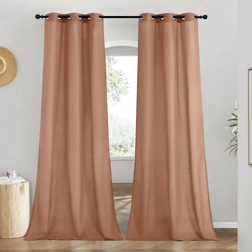 Linen Terracotta Window Curtains 84 inches Long (Terracotta / 42"W x 84"L (Pack of 2))