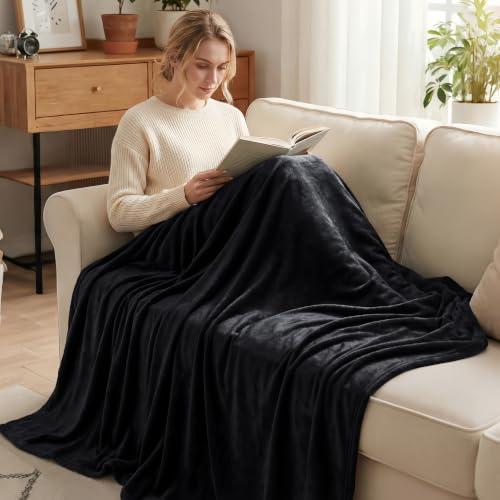 Soft Fleece Blanket Queen Size for Bed (Black / Queen (90" x 90"))