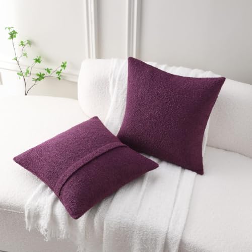 Pack of 2 Boucle Textured Throw Pillow Covers 20x20 Inch (Purple / 20" x 20" (Pack of 2))