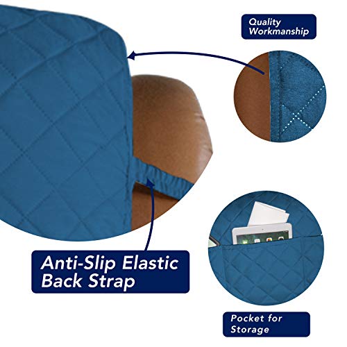 Reversible Recliner Chair Covers Couch Covers for Dogs (Large Recliner / Peacock Blue/Beige)