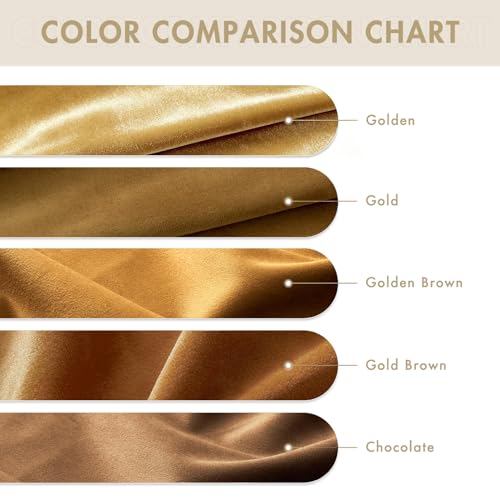 Velvet Curtains Golden 52 x 108 Inch Length Set of 2 (Golden / 52"W x 108"L (Pack of 2))