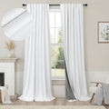 Complete Blackout 90 Inch Curtains Rustic Closet Extra Wide Curtains 2 Panel Set Linen Cotton Textured Large Window Light Heat Blocking Energy Saving Insulated Vintage Farmhouse Drapes Back Tab 7.5 ft (White / 52"W x 90"L (Pack of 2))