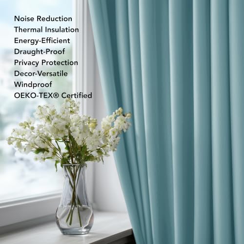 Blackout Curtains Back Tab and Rod Pocket Curtains Insulated Thermal Room Darkening Drapes for Bedroom 52Wx84L Inch Teal 2 Panels (Sky Blue / 52"W x 84"L (Pack of 2))