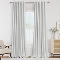 White 100% Blackout Linen Curtains 84 Inch Length 2 Panels Set for Living Room Bedroom Back Tab Thermal Insulated 100% Black Out Drapes Room Darkening Farmhouse Style for Bedroom Curtains 52x84 (White / 52"W x 84"L (Pack of 2))