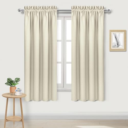 Blackout Curtains for Bedroom 42 x 63 Inch Long Light Beige 2 Panels (Light Beige / 42"W x 63"L (Pack of 2))