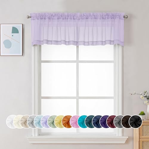 Sheer Lilac Valances for Windows 2 Pack (Lilac / 42"W x 14"L (Pack of 2))