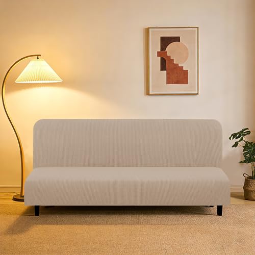 Stretch Futon Cover Armless Bed Slipcover (Camel / Futon)