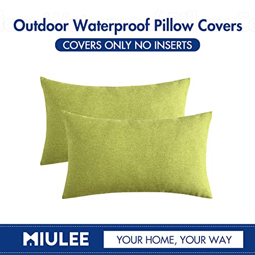Decorative Outdoor Pillow Covers Lumbar Waterproof 12x20 Green (20" x 12" (Pack of 2) / Green)