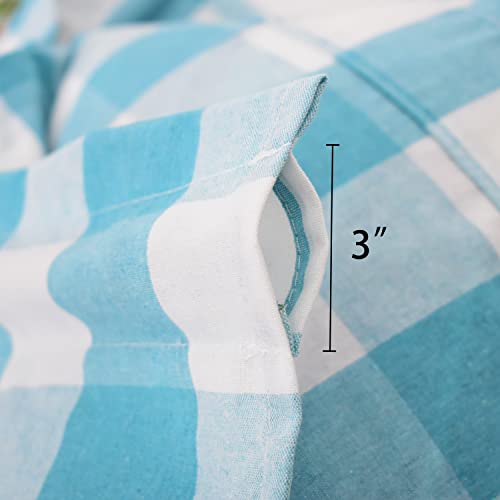 Buffalo Check Window Curtains 100 inches Long Living Room Cotton Curtain Panels Bedroom Drapes Plaid Gingham Farmhouse Decor Curtains Rod Pocket Kitchen Basement 2 Panels Sky Blue White 52"x100" (52"W x 100"L (Pack of 2) / Sky Blue+white)