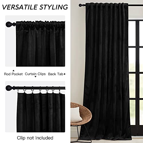Black Velvet Blackout Curtains 96 inches for Bedroom Living Room (Black / 52"W x 96"L (Pack of 2))