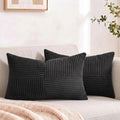 2 Packs Black Lumbar Decorative Throw Pillow Covers 14x24 Inch for Couch Bed Sofa (Black / 24" x 14" (Pack of 2))