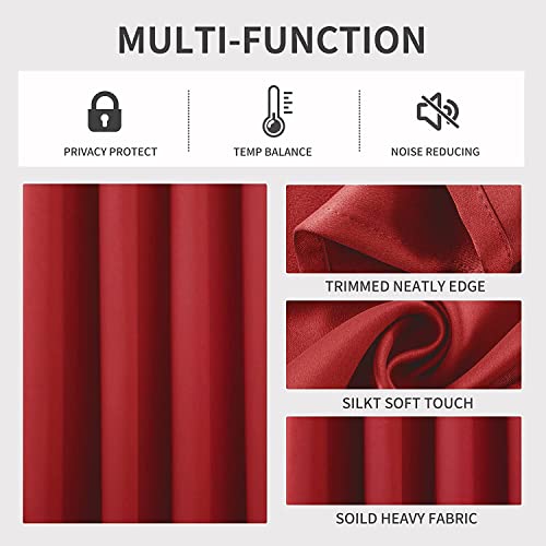 Blackout Curtains 72 inches Long 2 Panels Set (Red / 42"W x 72"L (Pack of 2))