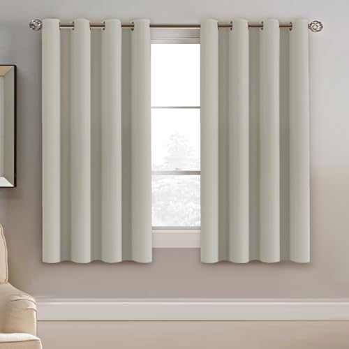 Blackout Curtain for Living Room Thermal Insulated Window Treatment Curtain 54 inch Length Energy Saving Solid Grommet Top Blackout Drape (52"W x 54"L (Pack of 1) / Ivory/Cream)