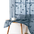 Stone Blue Sheer Curtains Floral Embroidered (52"W x 84"L (Pack of 2) / Stone Blue)