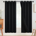 Black 100% Blackout Curtains Room Darkening Living Room 72 Inch (Black / 52"W x 72"L (Pack of 2))