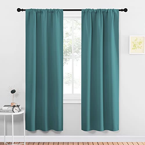 Blackout Curtains for Living Curtains (Sea Teal / 34"W x 72"L (Pack of 2))