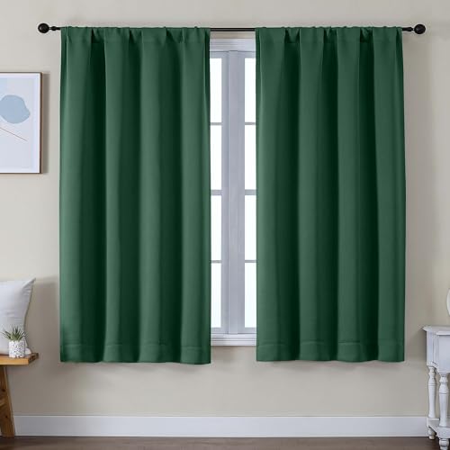 Ava Ever Green Blackout Curtains for Bedroom 63 Inch Length 2 Panels Set (Ever Green / 50"W x 63"L (Pack of 2))