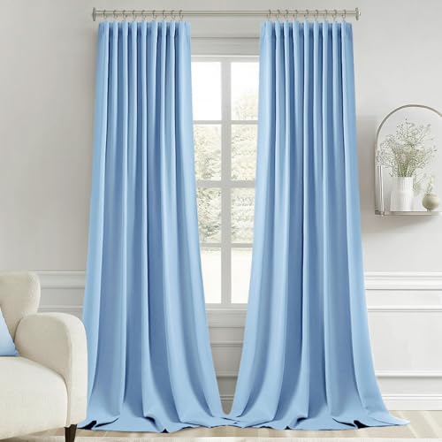Sky Blue Back Tab Blackout Curtains 52x96 Inch Long 2 Panels Set (Sky Blue / 52"W x 96"L (Pack of 2))