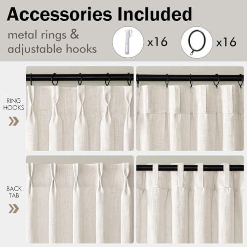 Pinch Pleated Linen Curtains 86 Inches Long 2 Panels Set Natural (Natural / 40"W x 86"L (Pack of 2))