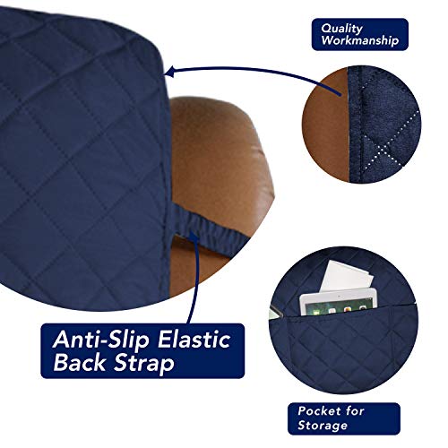 Reversible Recliner Chair Covers Couch Covers for Dogs (Large Recliner / Navy/Ivory)