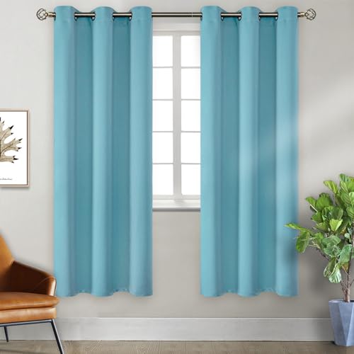 Aqua Blue Room Darkening Curtains 72 Inch for Bedroom (Aqua / 42"W x 72"L (Pack of 2))