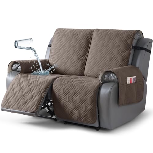 100% Waterproof Recliner Loveseat Cover Non Slip Couch Cover for 2 Seat Reclining Sofa (Taupe / 2 Seater Standard)