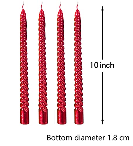 10 inch Spiral red Tapered Candles (10 inch / Red)