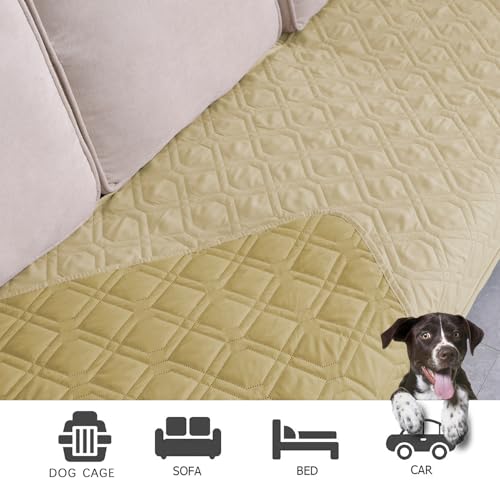 Waterproof Dog Bed Cover Pet Blanket for Furniture Bed Couch Sofa Reversible (68x82 Inch (Pack of 1) / Beige+taupe)