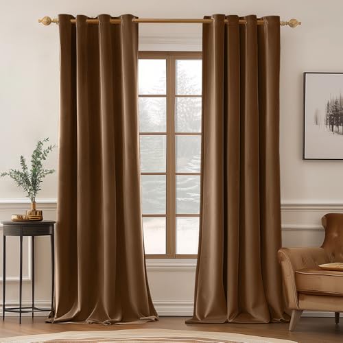 Velvet Curtains Chocolate Brown 52 x 84 Inch Length Set of 2 (Chocolate / 52"W x 84"L (Pack of 2))