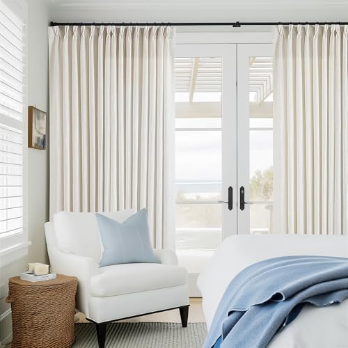 Natural Pinch Pleated Linen 90 Inch Curtains 100 Inch Width (Natural / 100"W x 90"L (Pack of 1))