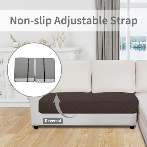 Sectional Couch Covers for Dogs L Shape Sofa Cover Reversible Sofa Slipcover Chaise Lounge Cover Furniture Protector Cover for Pets Dog Cat (30" x 50" / Chocolate/Beige)