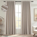92 Inches Long Taupe Farmhouse Tweed Custom Black Out Drapery Panels (Linen / 52"W x 92"L (Pack of 2))